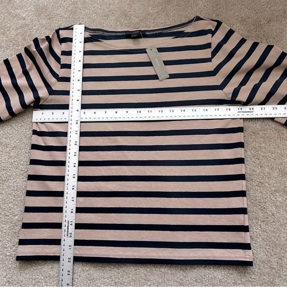 J. Crew Nautical Navy & Tan Striped Boatneck Top - Picture 6 of 8